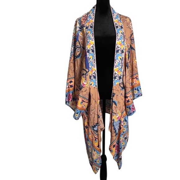 Umgee Boho Floral Kimono with Multicolor Design Layering Piece L/XL - Picture 2 of 11